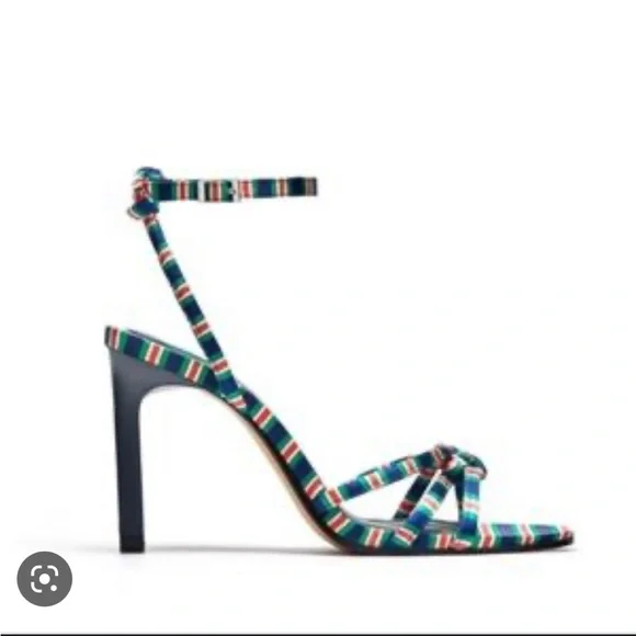 Striped Multicolor Women's Heeled Sandals - Picture 1 of 5